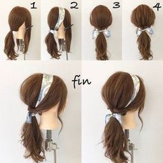 A Ponytail, Penteado Cabelo Curto, Hair Dos, Ponytail Hairstyles, Headband Hairstyles, Scarf Hairstyles