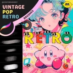 an advertisement for the retro video game's vintage pop album, featuring two characters