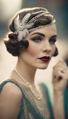 23+ Vintage Hairstyles For Long Hair » Hairstylester 20s Hair, Vintage Hairstyles For Long Hair, 1920s Makeup, Flapper Hair, Gatsby Hair, Types Of Hair Color, 1940s Hairstyles