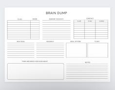 a blank paper with the words brain dump on it