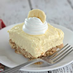 a piece of cake on a plate with a fork