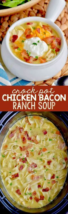 chicken bacon ranch soup in a white bowl