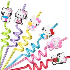 hello kitty hair clips are lined up together