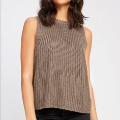 New Gentle Fawn Dunbar Knit Sweater Tank In Grey. Size Xl. New Without Tags. No Visible Flaws. Ribbed Knit Sweater Tank Breathable Fabric Scoop Neckline Sleeveless Relaxed Fit Soft 100% Acrylic Wear As A Vest Or Stand Alone Tank. Great For Layering And Transitioning Seasons. Measurements Provided In The Photos. Brown Chunky Knit Top, Cozy Chunky Knit Top For Layering, Cozy Chunky Knit Stretch Tops, Cozy Stretch Chunky Knit Tops, Textured Knit Crew Neck Sweater Vest For Fall, Fall Textured Knit Sweater Vest With Crew Neck, Fall Textured Knit Crew Neck Sweater Vest, Stretch Textured Knit Crew Neck Sweater Vest, Casual Chunky Knit Tops For Fall