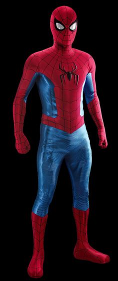 a spider man is standing in front of a black background