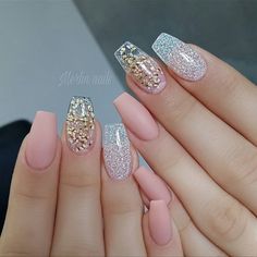 Nails Acrylic Coffin Short, Nails Acrylic Long, Ombre Nail Colors, Nails Acrylic Coffin, Short Coffin Nails, Pretty Nail Designs, Acrylic Coffin, Super Nails