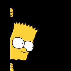 the simpsons is peeking out from behind a black wall with his eyes wide open and one eye partially closed