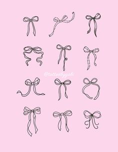 a pink background with black and white bows