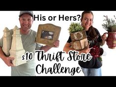 two people holding vases and boxes with the words, his or her? $ 10 th