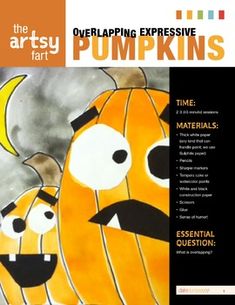 an image of pumpkins with faces painted on them and the words overlaying it