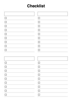 the printable checklist is shown in black and white, with two lines on each side