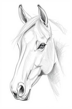 a pencil drawing of a horse's head