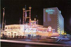 a large building that is lit up at night