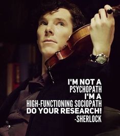 a man holding a violin in his right hand with the caption, i'm not a psychpath im high functioning