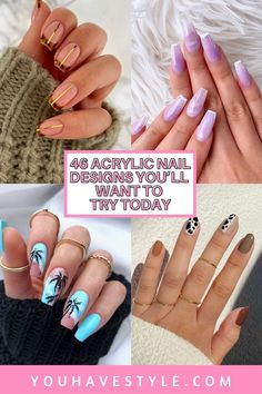 Cute And Simple Nail Designs, Cute Acrylic Nail Designs, Simple Nail, Pink Acrylic, Pink Acrylic Nails, Simple Nail Designs