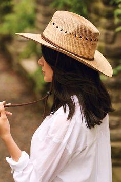 With a wide brim and comfortable chin strap, this hand-woven sun hat provides UPF 50+ protection for mountain hikes, sunny beach days and afternoons in the garden. | Gardener Woven Lattice Sun Hat by Terrain, Women's, Cotton/Nylon/Plastic at Anthropologie Cottagecore Hat, Gardening Hat, Boho Hat, The Gardener, Summer Hats For Women, Sun Hats For Women, Long Faces, Sunny Beach, Current Styles