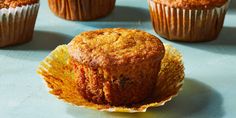 several muffins sitting on top of a table next to each other