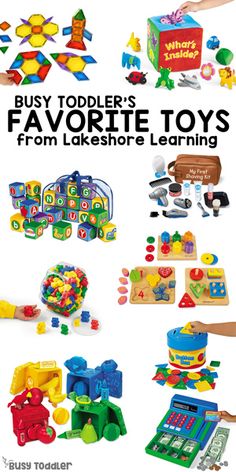 the book cover for busy todders favorite toys from lakeshore learning