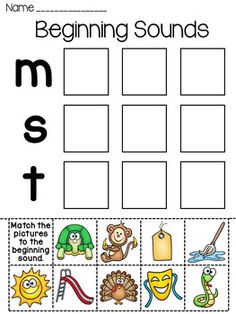 beginning sounds worksheet with pictures and words to help students learn the letter m