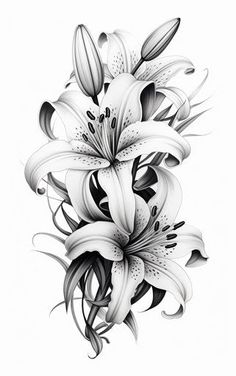 Lily Tattoo - Embrace Your Unique Beauty Feminine Tattoo Sleeve, Tattoo Sleeve Color, Lilly Tattoo Design, Lilly Flower Tattoo, Tiger Lily Tattoos, Lillies Tattoo, Lily Tattoo Design