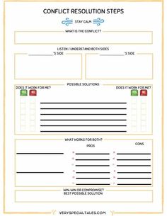 the conflict resolution worksheet is shown with instructions for how to write an argument