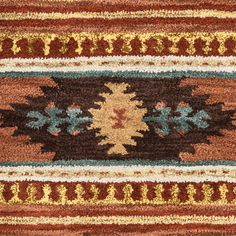 an area rug with different colors and designs