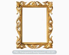 an ornate gold frame on a white background with the text png transparent transparent background