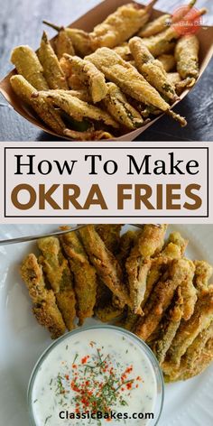 how to make okra fries with ranch dip and sour cream sauce on the side