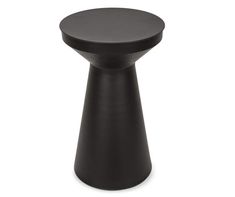 a black table with a round top on a white background in the shape of a cone