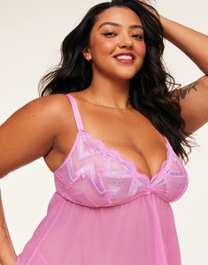 We love this pretty in pink babydoll slip dress! It's made from our digitally printed, retro heart pattern lace. It features unlined triangle cups, a flirty mesh skirt, adjustable straps, and a matching g-string. It's perfect for Valentine's Day or a steamy night in. (Available in plus-sizes 1X-4X.) Babydoll Slip Dress, Retro Heart, Pink Babydoll, Adore Me, Mesh Skirt, Heart Pattern, Heart Patterns, Night In, Pretty In Pink