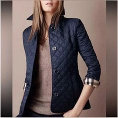 falloutfit#fallcolors#fallfashion#womenstyle#stylish# Elegant Blazers, Slim Fit Jackets, Burberry Brit, A Jacket, Cotton Jacket, Outfit Casual, Coco Chanel, Quilted Jacket, Jacket Coat