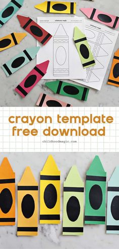 the crayon template is cut out and placed on top of some construction paper