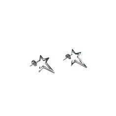 two silver stars are on top of each other in the shape of an ear stud