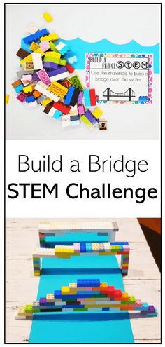 Build a Bridge STEM Challenge Kindergarten Stem Challenges, Bridge Stem Challenge, Stem Bridges, Lego Stem Challenge, Lego Bridge, Stem Challenges Elementary, Kindergarten Stem, Elementary Stem Activities, Activities Elementary