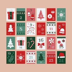 christmas cards with numbers and decorations on them