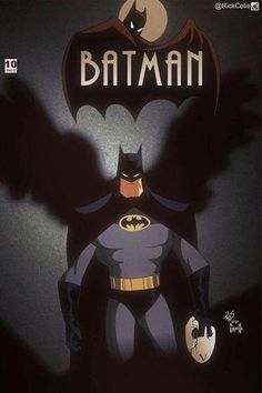 the batman animated character is standing in front of a sign that says,'batman '