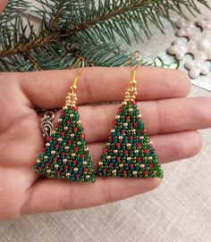 Christmas Tree Earrings Christmas tree Christmas jewelry | Etsy Christmas Beaded Earrings, Xmas Earrings, Beaded Christmas Tree, Christmas Jewelry Diy, Anting Manik, Beaded Earrings Diy, Brick Stitch Earrings, Tree Earrings, Christmas Tree Earrings