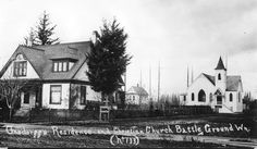 an old black and white photo of a house