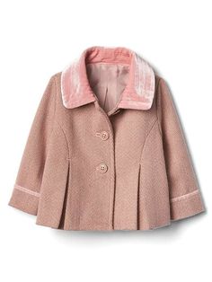 Gap Baby Herringbone Pleat Coat Dusty Pink Blue Raincoat, Yellow Raincoat, Baby Outerwear, Raincoats For Women, Velvet Trim, Clothes Shop, Baby Gap