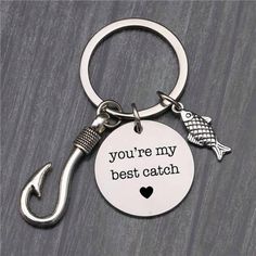 you're my best catch keychain with fishing hook and fish on it