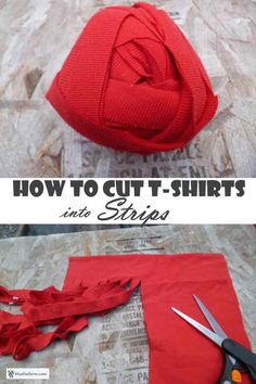 the instructions for how to cut t - shirts into strips are shown in this image