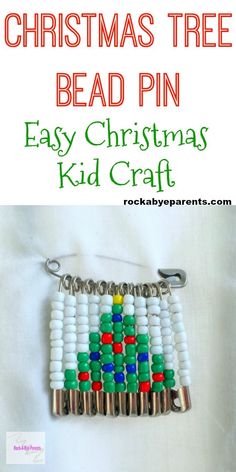 an easy christmas tree bead pin for kids to make