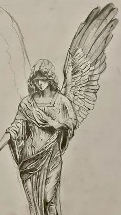 Statues Drawing, Statue With Wings, فنسنت فان جوخ, Art Statues, Woman Statue, Istoria Artei, Angel Drawing, Arte Inspo, Arte Sketchbook