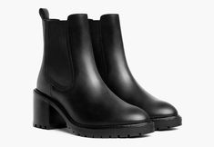 Thursday Boots Women, Thursday Boots, Heeled Chelsea Boots, Boot Companies, Wrap Heels, Black Chelsea Boots, Chelsea Boot, Black Leather Boots, Leather Wraps