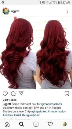 Crimson Red Hair, Bright Red Hair Color, Red Balayage Hair, Fall Winter Hair Color, Wine Red Hair, Icy Blonde Hair