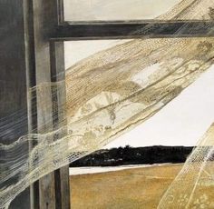 an image of a painting with sheer curtains