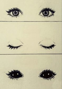 three different types of eyes are shown in black and white, with the third one being drawn