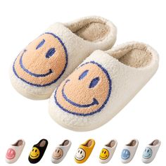 PRICES MAY VARY. 【Thick Memory Foam】: This Cloud Cushion Slippers use about 3CM cushioned thick sole, very soft and will free your feet, making you walk comfortably all time. 【Retro Smile Slippers】 : Stylish smile slippers, smiley design and the collision of different color uppers. Full of fashion sense, relaxed and happy, adding fun for your life. And wish the smile always be with you. 【Soft Comfy Materials】：This smiley face slippers is made of soft plush, which is soft but durable. Wear it to Preppy Slippers, Smile Face Slippers, Smile Slippers, Happy Face Slippers, Cute Smiley Face, Preppy Women, Cloud Cushion, Indoor Outdoor Slippers, Winter Comfort