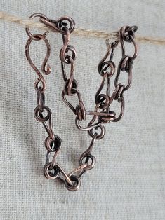 Handmade Unique Link Chain Bracelet, Unique Handmade Link Chain Bracelet, Copper Bracelets With Lobster Clasp For Gift, Copper Chain Bracelet, Jewelry Wire, Copper Necklace, Copper Chain, Handmade Copper