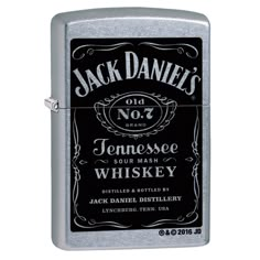 a black and silver lighter with the words jack daniels on it